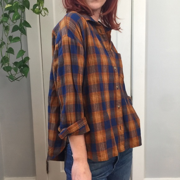 Madewell Golden Blue Plaid Button Down Shirt - Picture 8 of 8